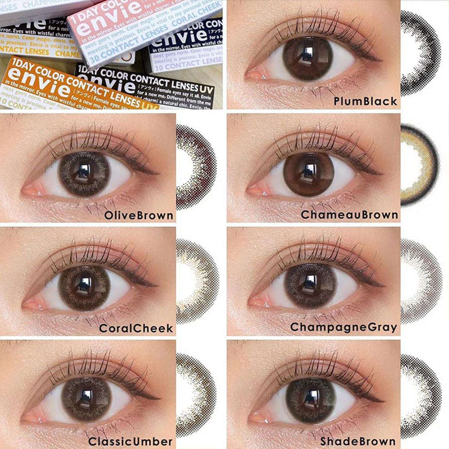 Envie UV One-Day Color Contact Lenses Classic Umber