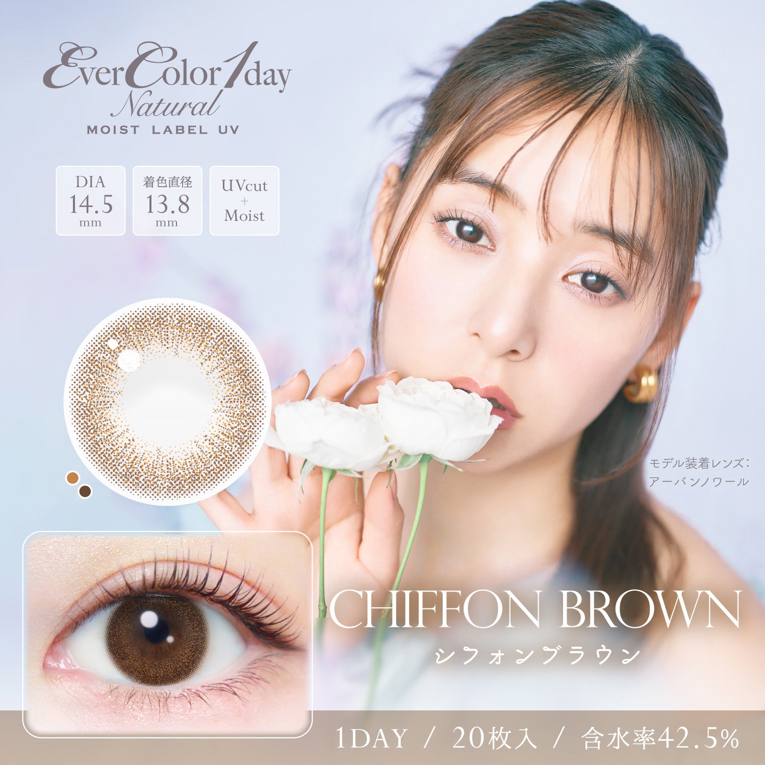 EverColor 1 Day Natural Moist Label UV Contact Lenses Chiffon Brown