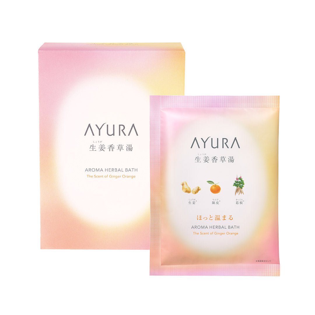 Ayura Aroma Herbal Bath Ginger Kakusoyu α (8 packets) - Ichiban Mart