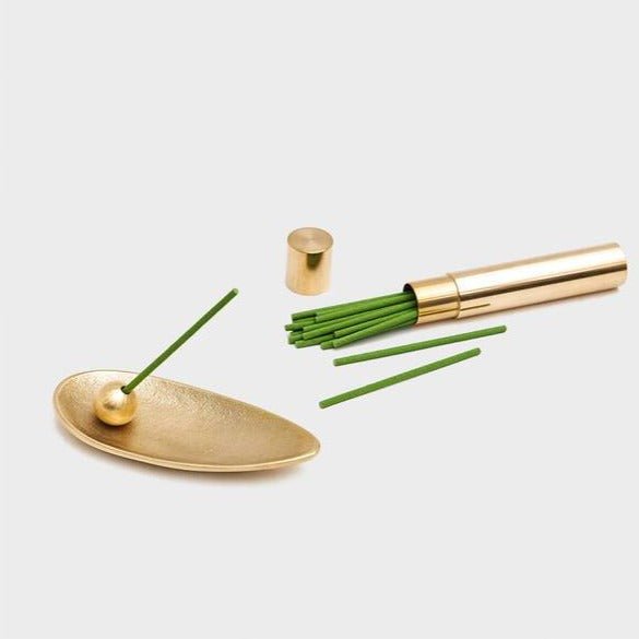 Nousaku Incense Burner Set - Bamboo Leaf - Ichiban Mart